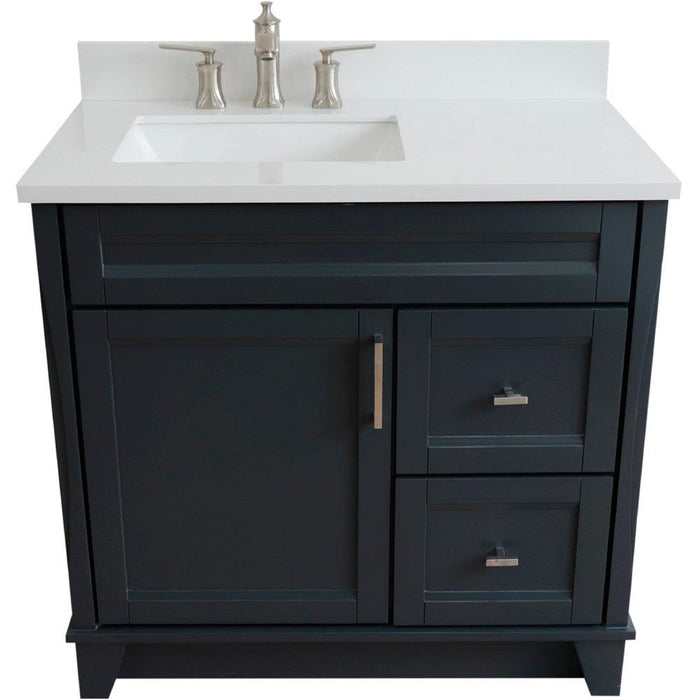 Bellaterra Home Terni 37" 1-Door 2-Drawer Dark Gray Freestanding Vanity Set - Luxe Vanity & Tub