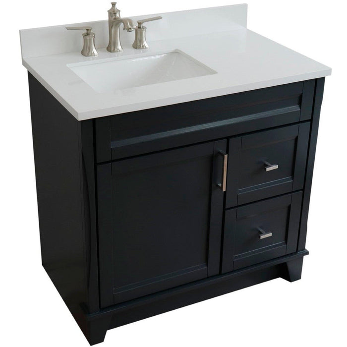 Bellaterra Home Terni 37" 1-Door 2-Drawer Dark Gray Freestanding Vanity Set - Luxe Vanity & Tub