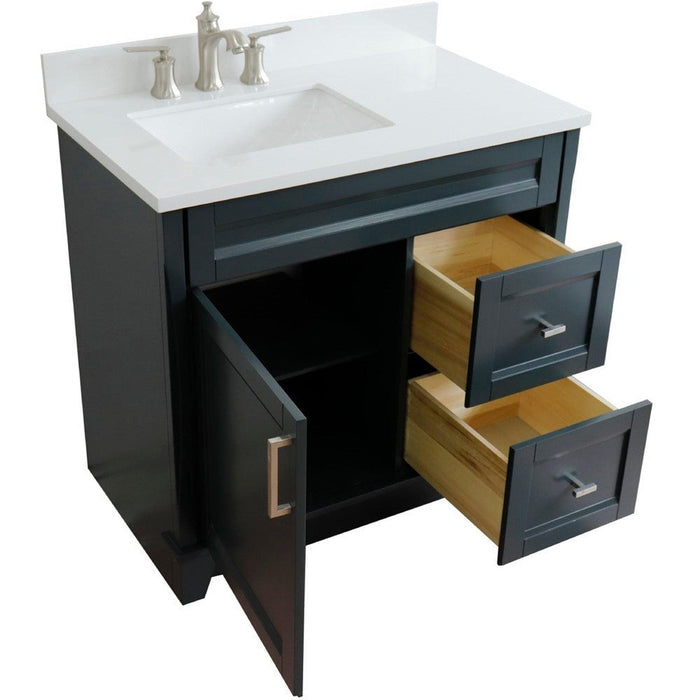 Bellaterra Home Terni 37" 1-Door 2-Drawer Dark Gray Freestanding Vanity Set - Luxe Vanity & Tub