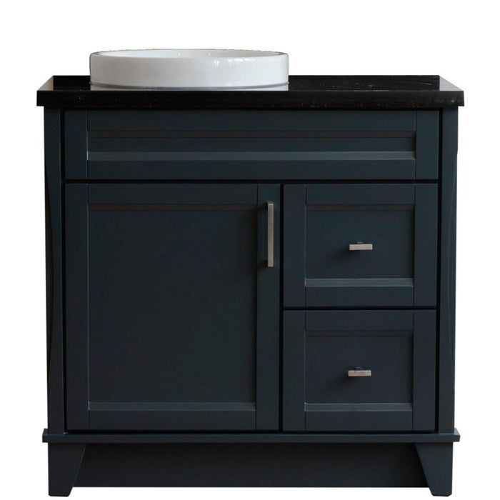 Bellaterra Home Terni 37" 1-Door 2-Drawer Dark Gray Freestanding Vanity Set - Luxe Vanity & Tub