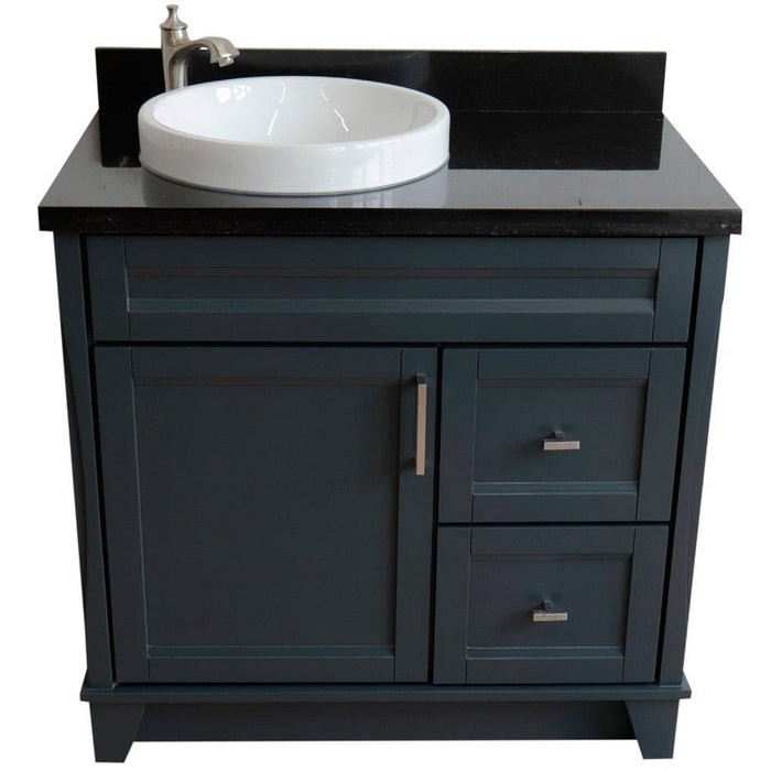 Bellaterra Home Terni 37" 1-Door 2-Drawer Dark Gray Freestanding Vanity Set - Luxe Vanity & Tub