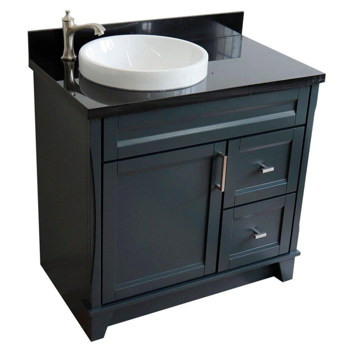 Bellaterra Home Terni 37" 1-Door 2-Drawer Dark Gray Freestanding Vanity Set - Luxe Vanity & Tub