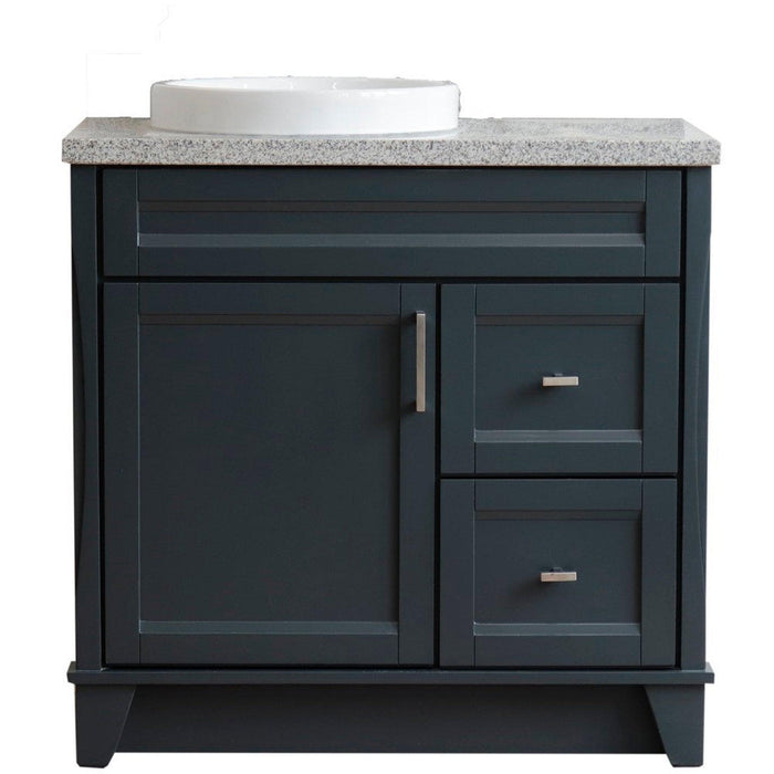 Bellaterra Home Terni 37" 1-Door 2-Drawer Dark Gray Freestanding Vanity Set - Luxe Vanity & Tub