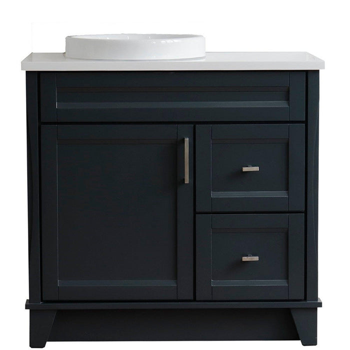 Bellaterra Home Terni 37" 1-Door 2-Drawer Dark Gray Freestanding Vanity Set - Luxe Vanity & Tub