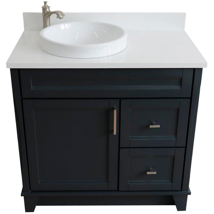 Bellaterra Home Terni 37" 1-Door 2-Drawer Dark Gray Freestanding Vanity Set - Luxe Vanity & Tub