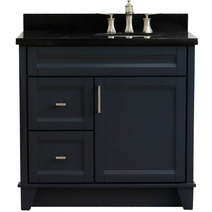 Bellaterra Home Terni 37" 1-Door 2-Drawer Dark Gray Freestanding Vanity Set - Luxe Vanity & Tub