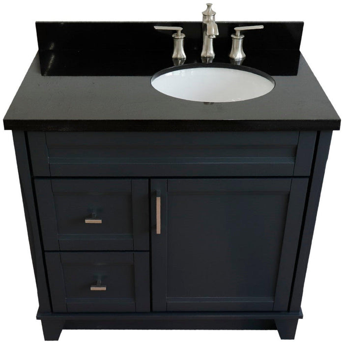 Bellaterra Home Terni 37" 1-Door 2-Drawer Dark Gray Freestanding Vanity Set - Luxe Vanity & Tub