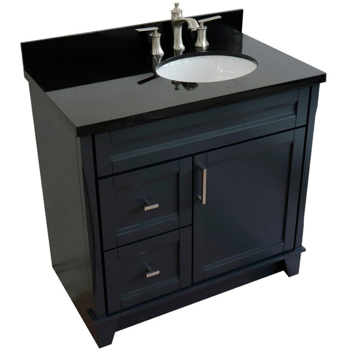 Bellaterra Home Terni 37" 1-Door 2-Drawer Dark Gray Freestanding Vanity Set - Luxe Vanity & Tub