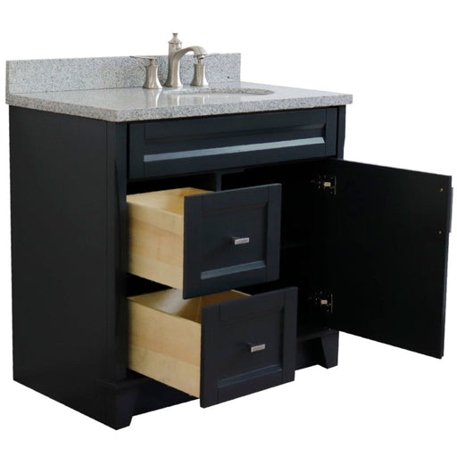 Bellaterra Home Terni 37" 1-Door 2-Drawer Dark Gray Freestanding Vanity Set - Luxe Vanity & Tub