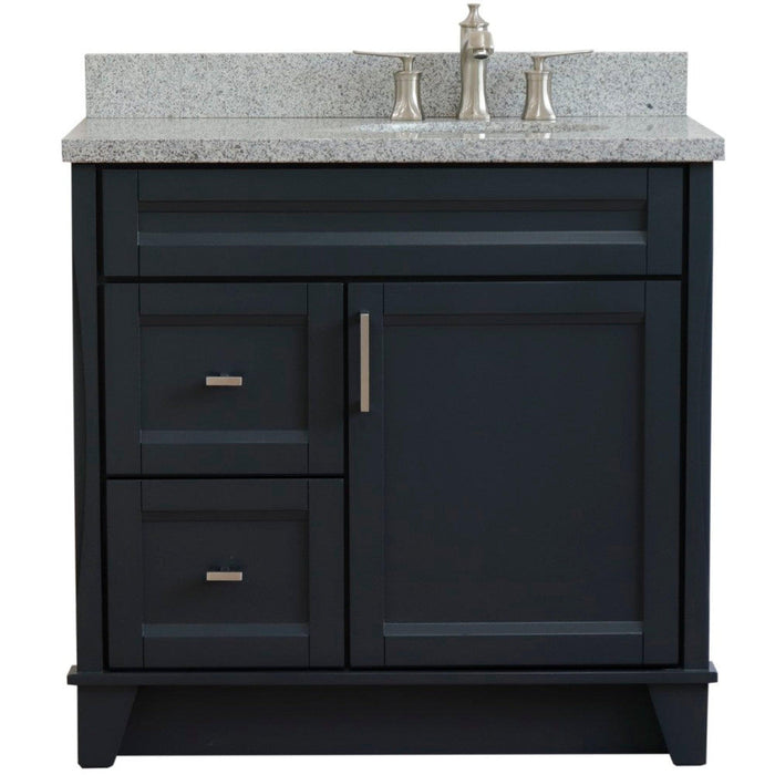 Bellaterra Home Terni 37" 1-Door 2-Drawer Dark Gray Freestanding Vanity Set - Luxe Vanity & Tub