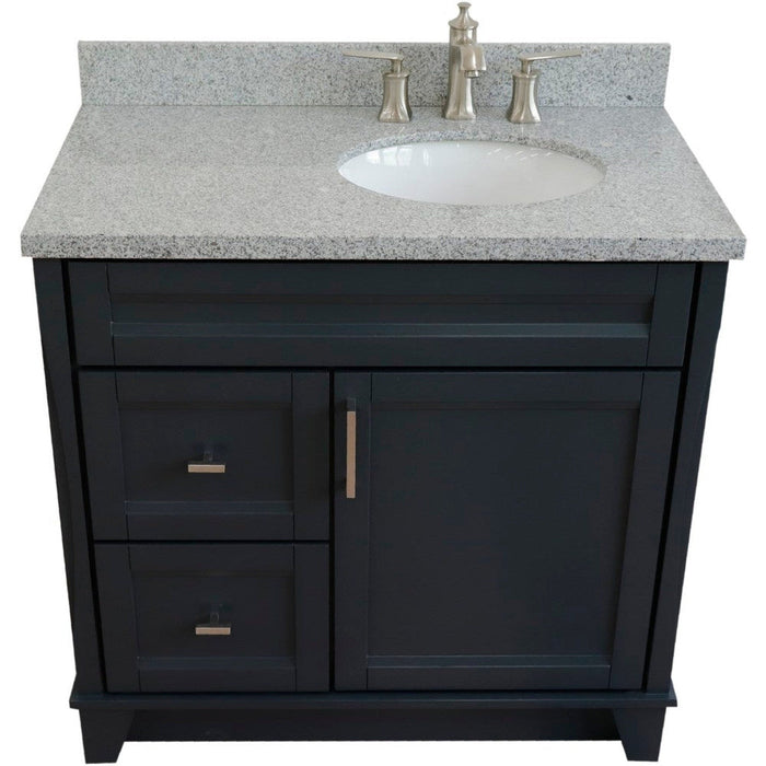 Bellaterra Home Terni 37" 1-Door 2-Drawer Dark Gray Freestanding Vanity Set - Luxe Vanity & Tub