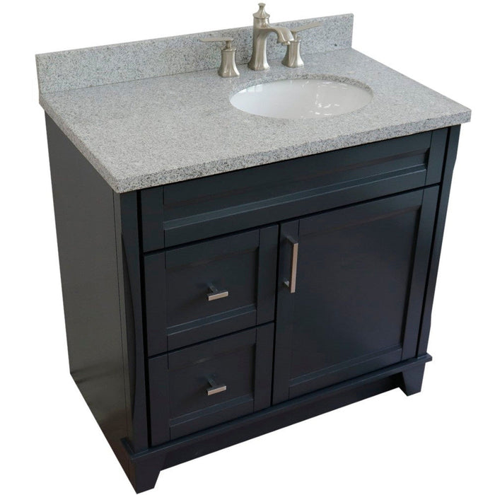 Bellaterra Home Terni 37" 1-Door 2-Drawer Dark Gray Freestanding Vanity Set - Luxe Vanity & Tub