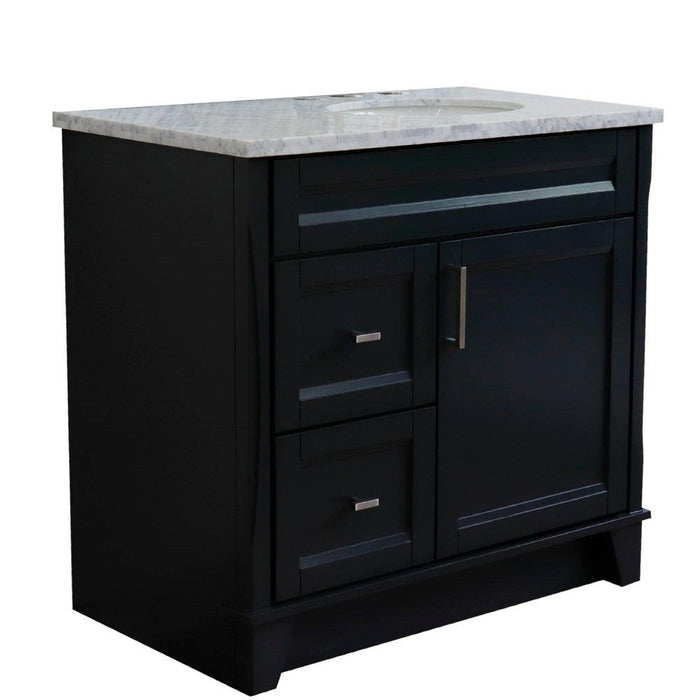 Bellaterra Home Terni 37" 1-Door 2-Drawer Dark Gray Freestanding Vanity Set - Luxe Vanity & Tub