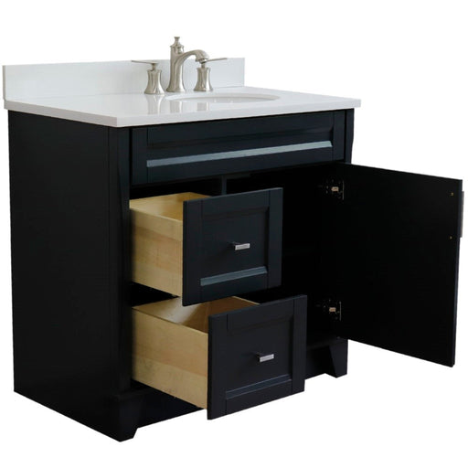 Bellaterra Home Terni 37" 1-Door 2-Drawer Dark Gray Freestanding Vanity Set - Luxe Vanity & Tub