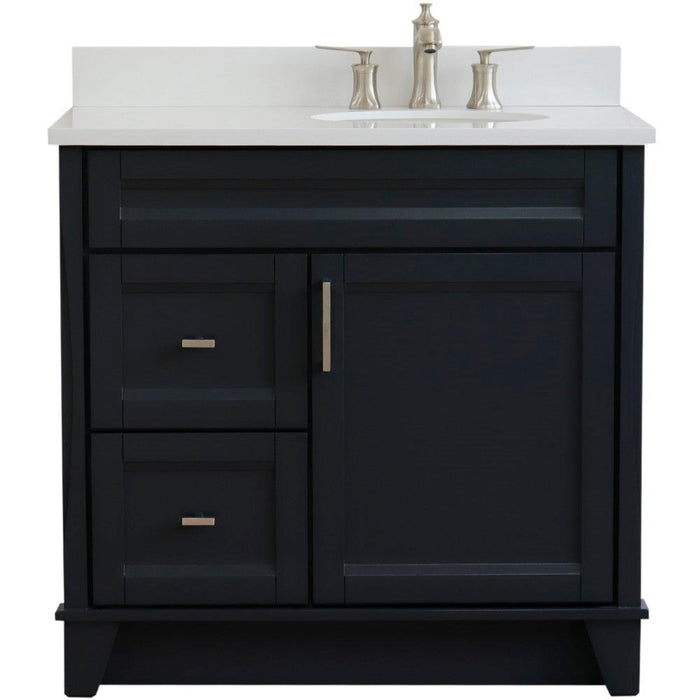 Bellaterra Home Terni 37" 1-Door 2-Drawer Dark Gray Freestanding Vanity Set - Luxe Vanity & Tub