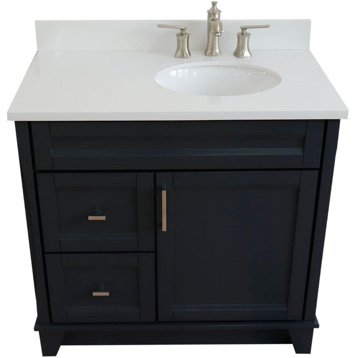 Bellaterra Home Terni 37" 1-Door 2-Drawer Dark Gray Freestanding Vanity Set - Luxe Vanity & Tub