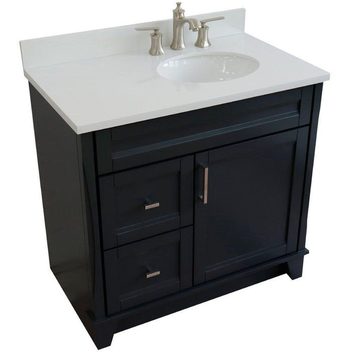 Bellaterra Home Terni 37" 1-Door 2-Drawer Dark Gray Freestanding Vanity Set - Luxe Vanity & Tub