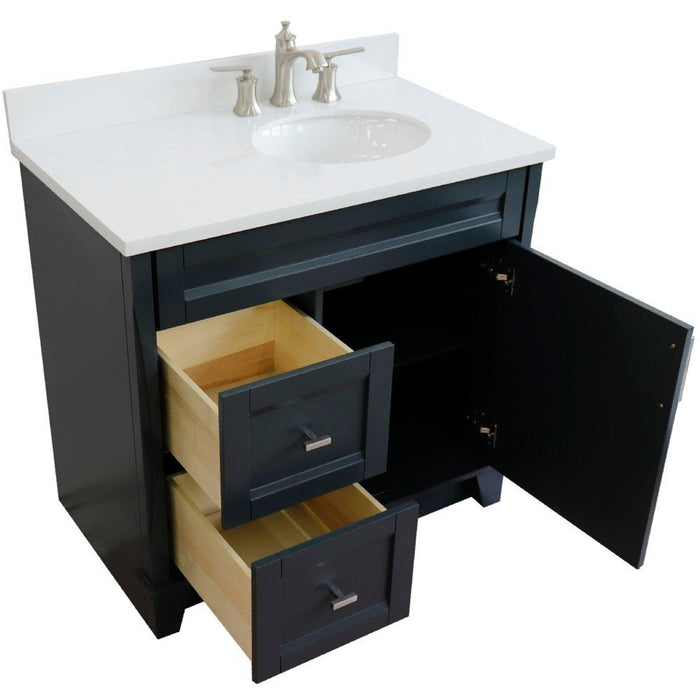 Bellaterra Home Terni 37" 1-Door 2-Drawer Dark Gray Freestanding Vanity Set - Luxe Vanity & Tub