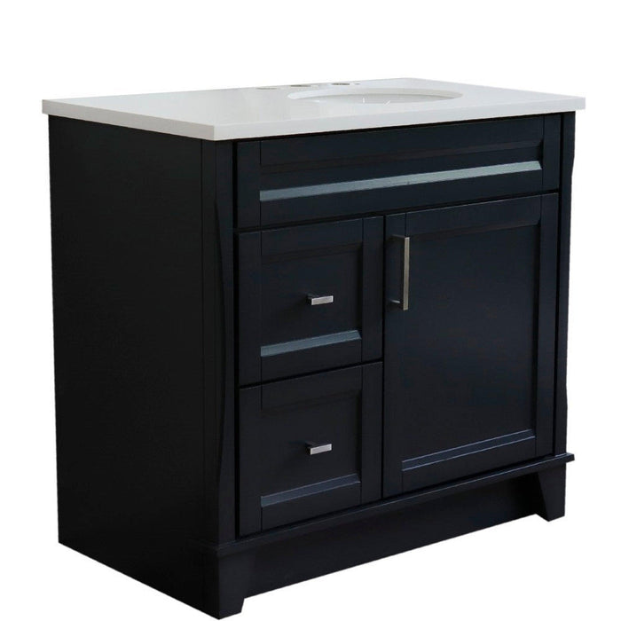 Bellaterra Home Terni 37" 1-Door 2-Drawer Dark Gray Freestanding Vanity Set - Luxe Vanity & Tub