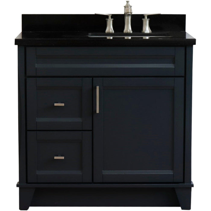 Bellaterra Home Terni 37" 1-Door 2-Drawer Dark Gray Freestanding Vanity Set - Luxe Vanity & Tub