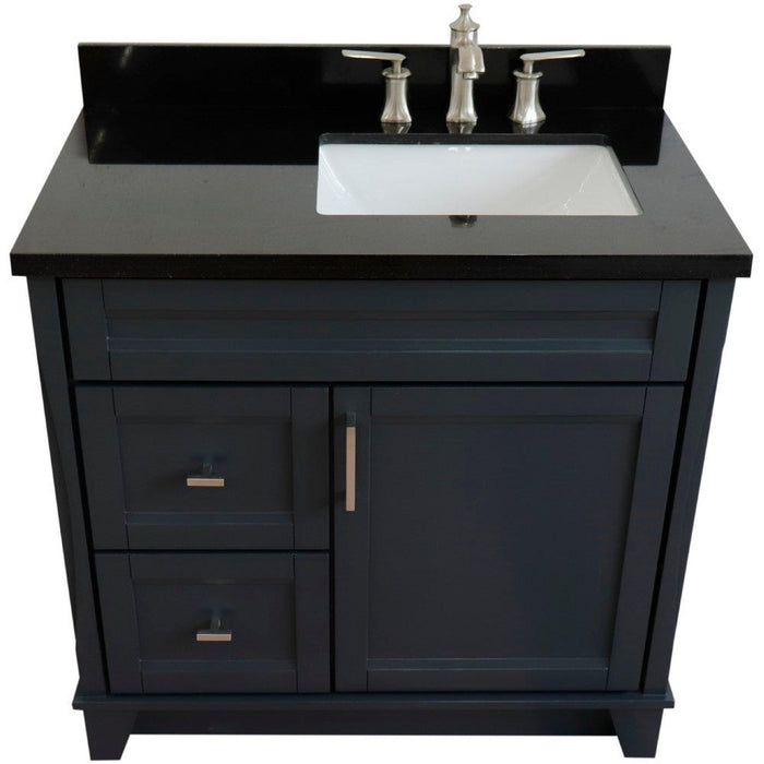 Bellaterra Home Terni 37" 1-Door 2-Drawer Dark Gray Freestanding Vanity Set - Luxe Vanity & Tub