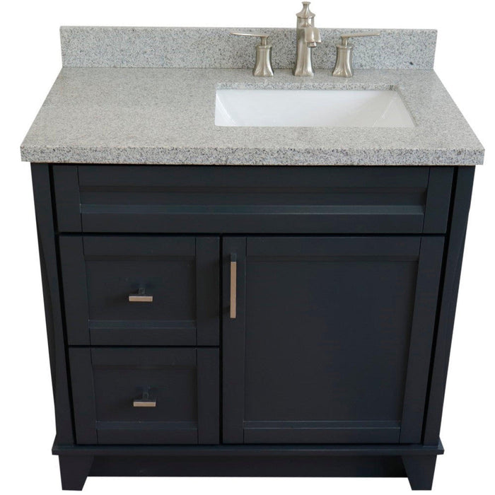 Bellaterra Home Terni 37" 1-Door 2-Drawer Dark Gray Freestanding Vanity Set - Luxe Vanity & Tub