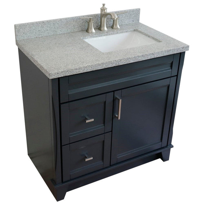 Bellaterra Home Terni 37" 1-Door 2-Drawer Dark Gray Freestanding Vanity Set - Luxe Vanity & Tub