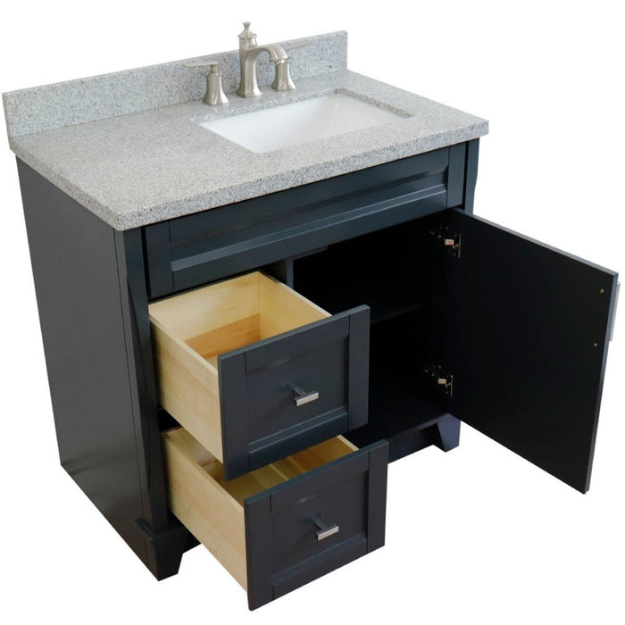 Bellaterra Home Terni 37" 1-Door 2-Drawer Dark Gray Freestanding Vanity Set - Luxe Vanity & Tub