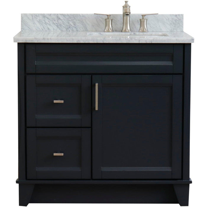 Bellaterra Home Terni 37" 1-Door 2-Drawer Dark Gray Freestanding Vanity Set - Luxe Vanity & Tub