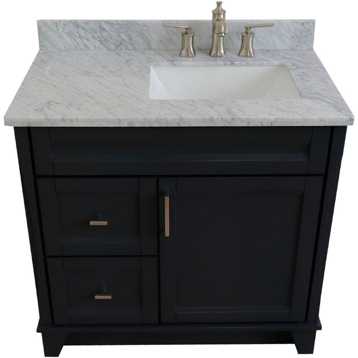 Bellaterra Home Terni 37" 1-Door 2-Drawer Dark Gray Freestanding Vanity Set - Luxe Vanity & Tub