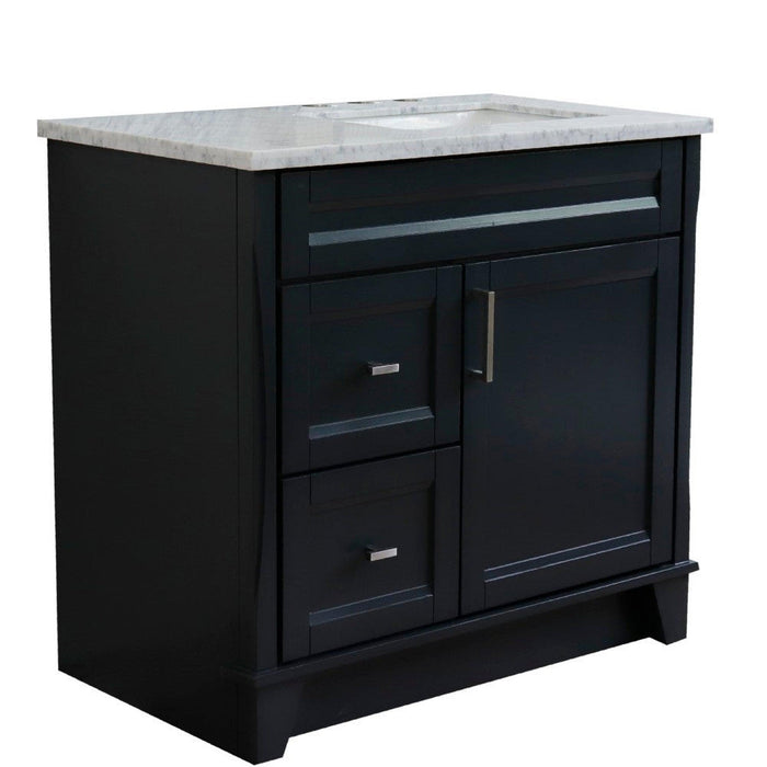 Bellaterra Home Terni 37" 1-Door 2-Drawer Dark Gray Freestanding Vanity Set - Luxe Vanity & Tub