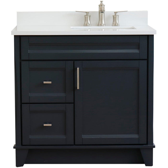 Bellaterra Home Terni 37" 1-Door 2-Drawer Dark Gray Freestanding Vanity Set - Luxe Vanity & Tub