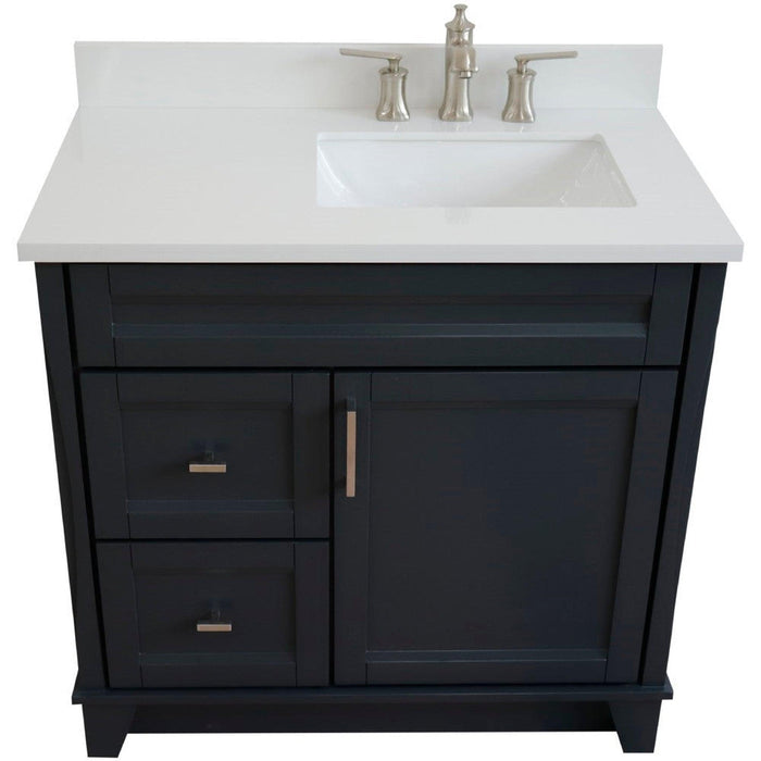 Bellaterra Home Terni 37" 1-Door 2-Drawer Dark Gray Freestanding Vanity Set - Luxe Vanity & Tub