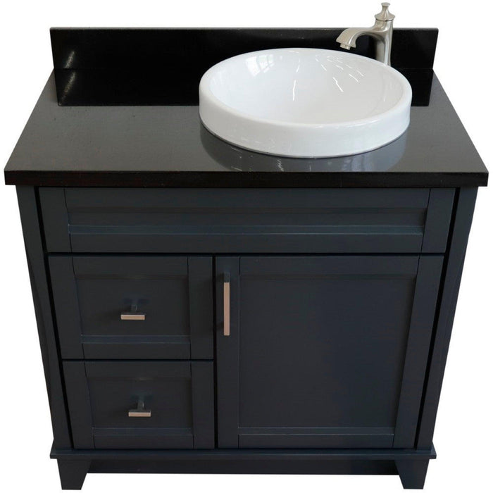 Bellaterra Home Terni 37" 1-Door 2-Drawer Dark Gray Freestanding Vanity Set - Luxe Vanity & Tub