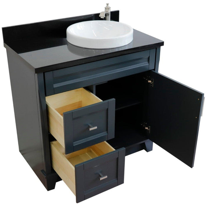 Bellaterra Home Terni 37" 1-Door 2-Drawer Dark Gray Freestanding Vanity Set - Luxe Vanity & Tub