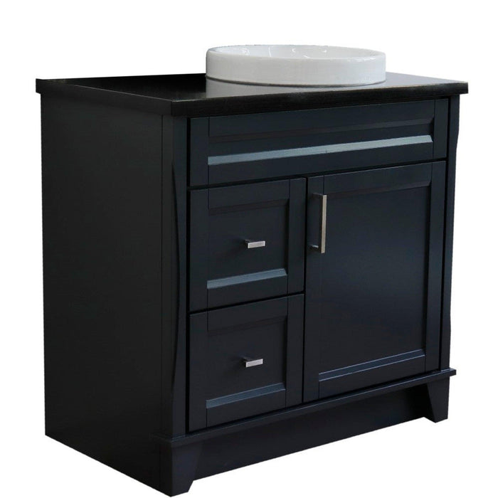 Bellaterra Home Terni 37" 1-Door 2-Drawer Dark Gray Freestanding Vanity Set - Luxe Vanity & Tub