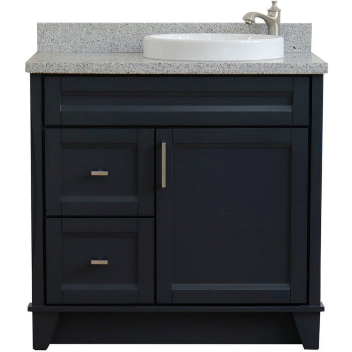 Bellaterra Home Terni 37" 1-Door 2-Drawer Dark Gray Freestanding Vanity Set - Luxe Vanity & Tub