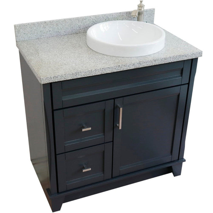 Bellaterra Home Terni 37" 1-Door 2-Drawer Dark Gray Freestanding Vanity Set - Luxe Vanity & Tub