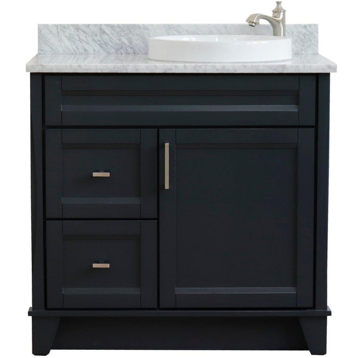 Bellaterra Home Terni 37" 1-Door 2-Drawer Dark Gray Freestanding Vanity Set - Luxe Vanity & Tub