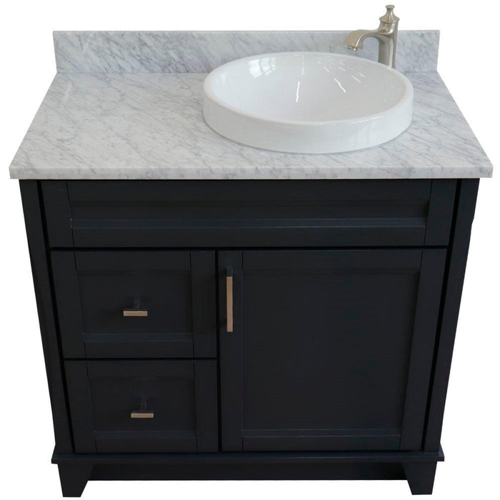 Bellaterra Home Terni 37" 1-Door 2-Drawer Dark Gray Freestanding Vanity Set - Luxe Vanity & Tub