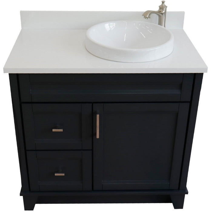 Bellaterra Home Terni 37" 1-Door 2-Drawer Dark Gray Freestanding Vanity Set - Luxe Vanity & Tub