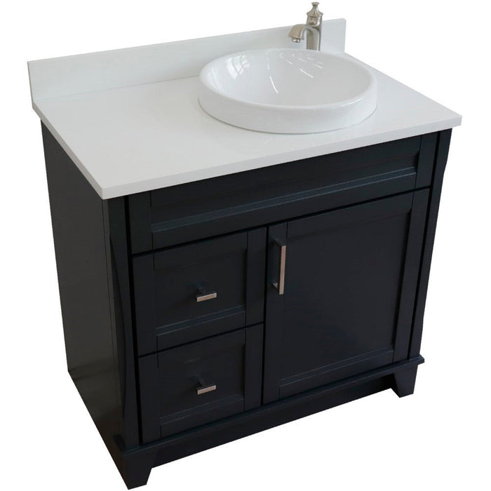 Bellaterra Home Terni 37" 1-Door 2-Drawer Dark Gray Freestanding Vanity Set - Luxe Vanity & Tub