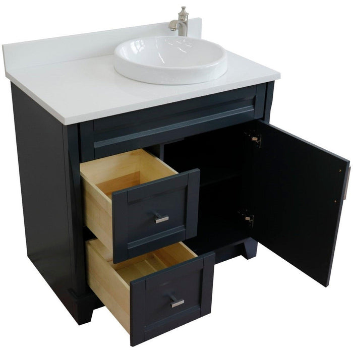 Bellaterra Home Terni 37" 1-Door 2-Drawer Dark Gray Freestanding Vanity Set - Luxe Vanity & Tub