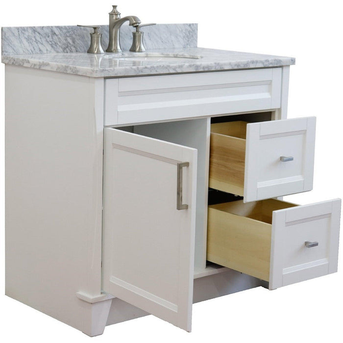 Bellaterra Home Terni 37" 1-Door 2-Drawer White Freestanding Vanity Set - Luxe Vanity & Tub