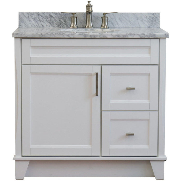 Bellaterra Home Terni 37" 1-Door 2-Drawer White Freestanding Vanity Set - Luxe Vanity & Tub