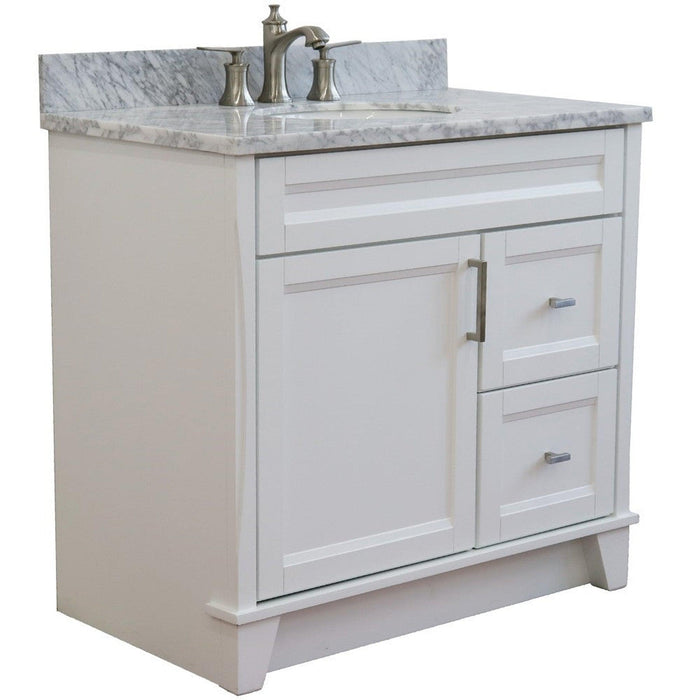 Bellaterra Home Terni 37" 1-Door 2-Drawer White Freestanding Vanity Set - Luxe Vanity & Tub