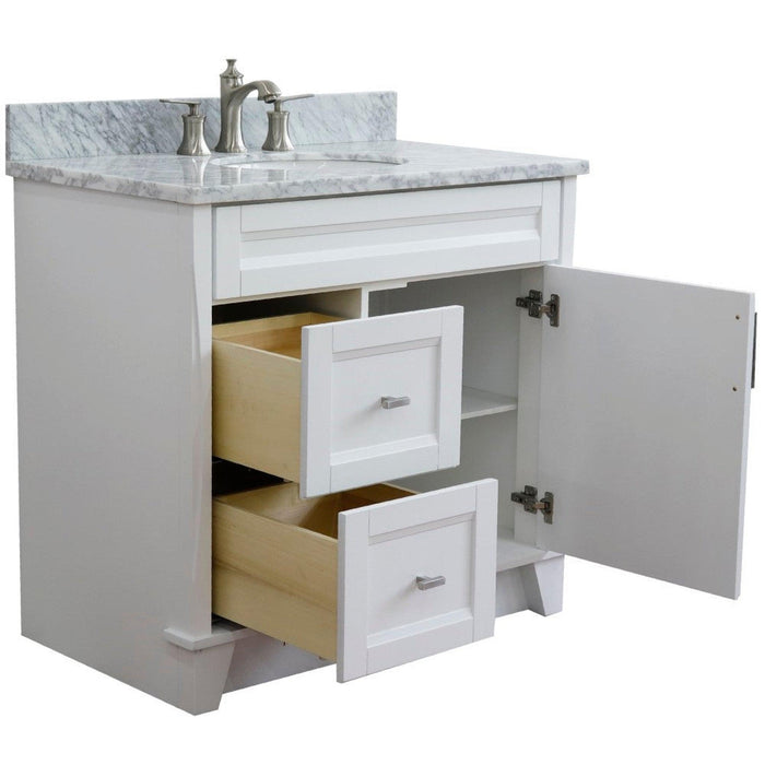 Bellaterra Home Terni 37" 1-Door 2-Drawer White Freestanding Vanity Set - Luxe Vanity & Tub