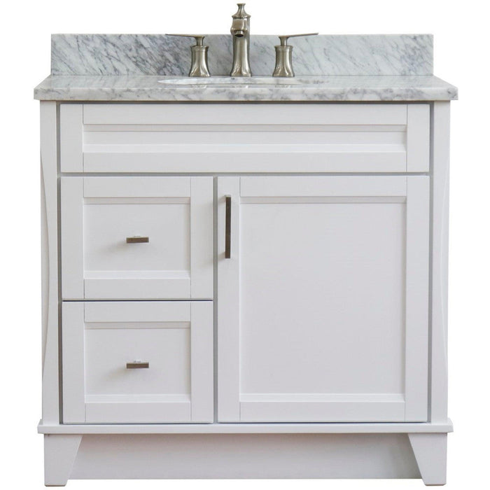 Bellaterra Home Terni 37" 1-Door 2-Drawer White Freestanding Vanity Set - Luxe Vanity & Tub