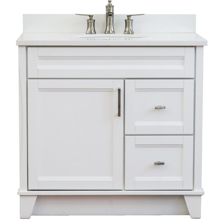 Bellaterra Home Terni 37" 1-Door 2-Drawer White Freestanding Vanity Set - Luxe Vanity & Tub