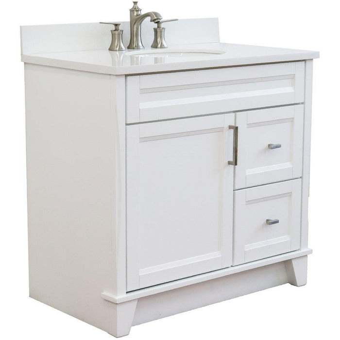 Bellaterra Home Terni 37" 1-Door 2-Drawer White Freestanding Vanity Set - Luxe Vanity & Tub